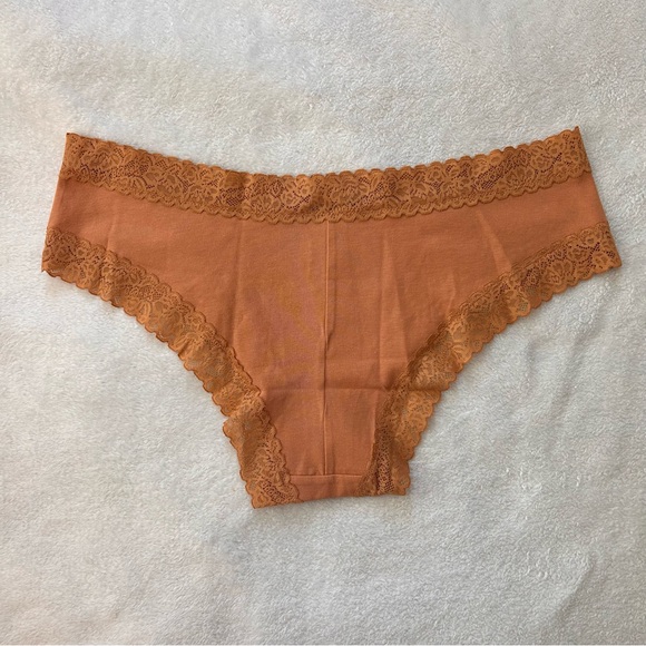 SAVAGE X FENTY Cotton Essentials Lace-trim Cheeky Panty in Terracotta Pink Sz XL - Picture 4 of 5